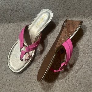 Pink Leather Lilly Pulitzer Cork Platform Sandals